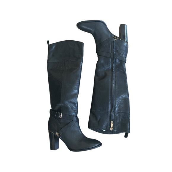 Tory Burch Livingston Leather Riding Boot Black - Picture 1 of 9